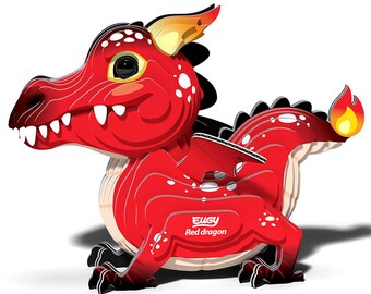 RED DRAGON 3D Puzzle Diy Craft Model Kit For Kids Adults Dodoland EUGY Activity Idea Educational Learning Puzzles Craft Supply Kits Gift Set