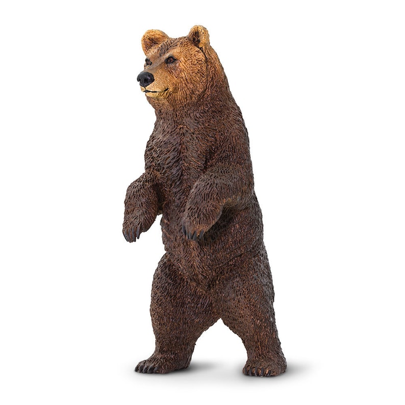 GRIZZLY BEAR Standing Figurine Figures Large Miniature Figurines Plastic Animal Figure For Crafts Realistic Safari LTD Diorama Cake Topper image 2