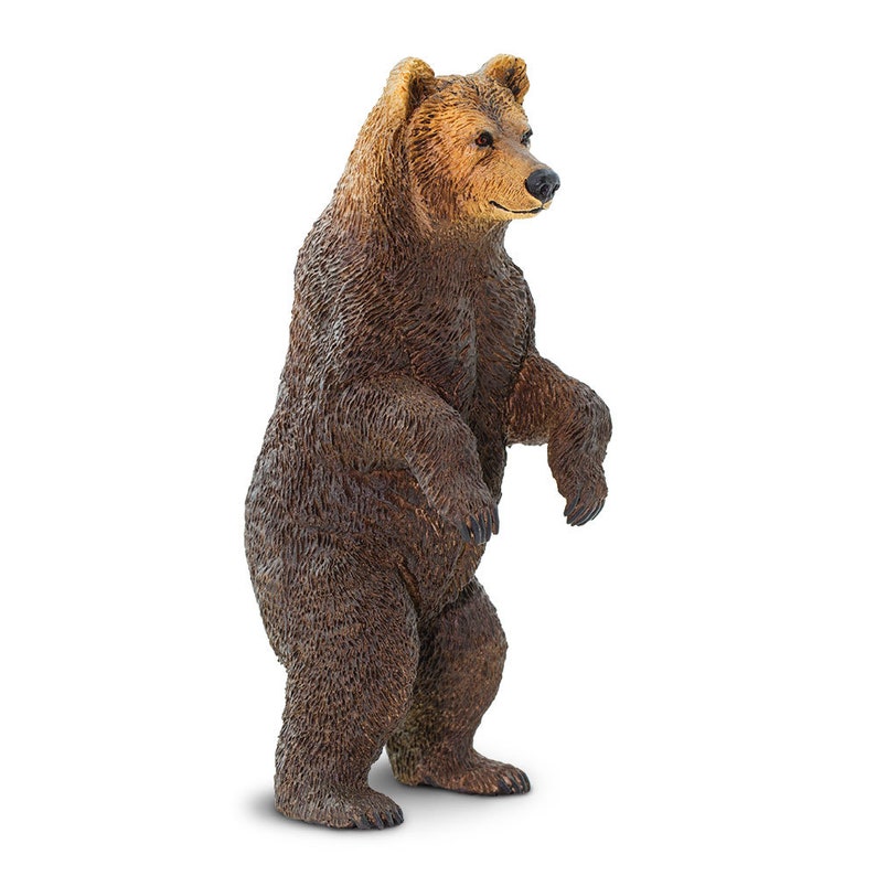 GRIZZLY BEAR Standing Figurine Figures Large Miniature Figurines Plastic Animal Figure For Crafts Realistic Safari LTD Diorama Cake Topper image 3