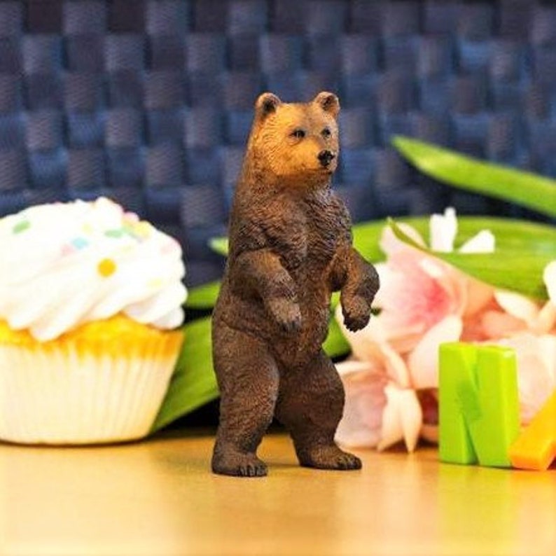 GRIZZLY BEAR Standing Figurine Figures Large Miniature Figurines Plastic Animal Figure For Crafts Realistic Safari LTD Diorama Cake Topper image 5