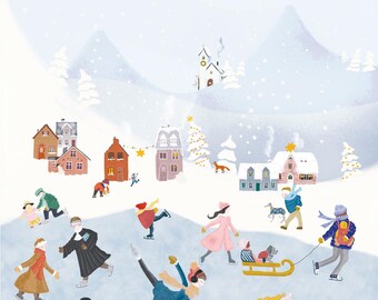 Vouwkaart of kunstdruk Winterdag