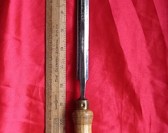 Vintage Tyzack chisel blade eight and a half inches long Ash handles and brass furrel