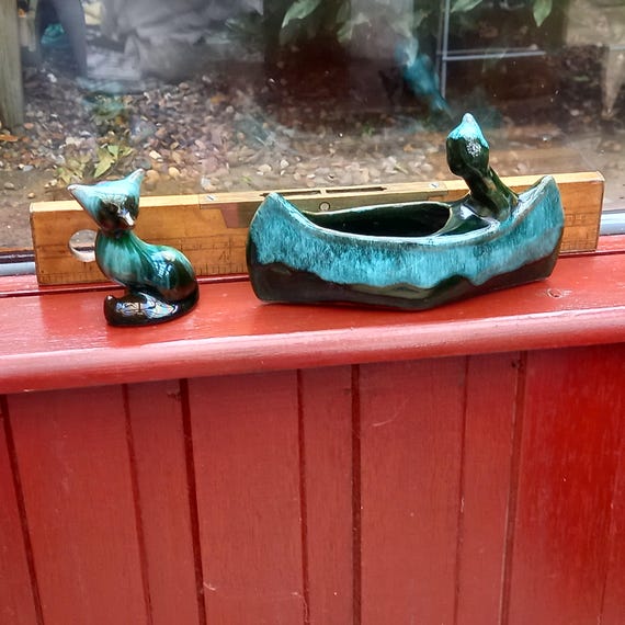 Blue Mountain Pottery Fox and Indian Canoe Figurines - Etsy