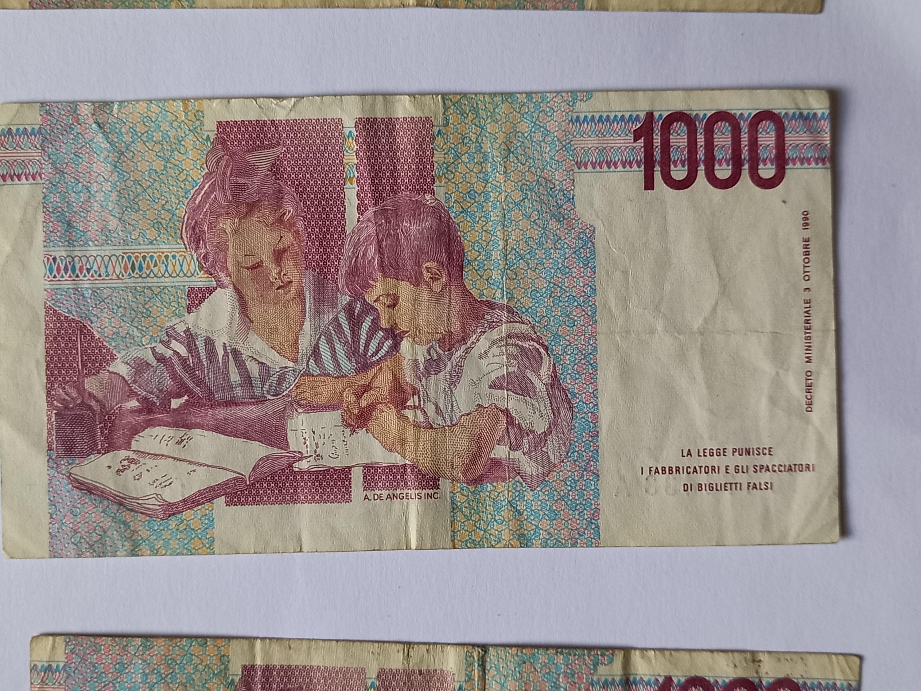 3 ヴィンテージ 1000 リラ紙幣 - イタリア銀行 - 1990 - Etsy 日本
