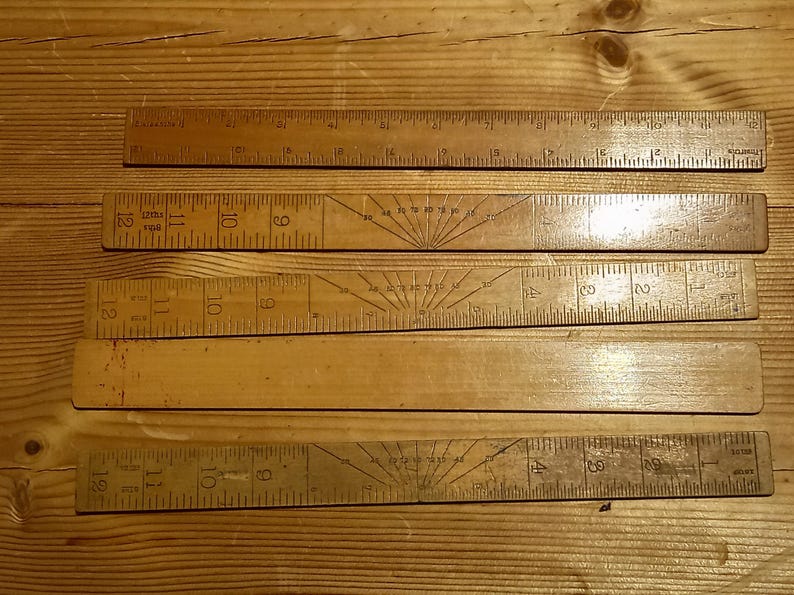 Brown Board Ruler Set of 5 Vintage Wooden Rulers: Collection for Work or Display - Etsy