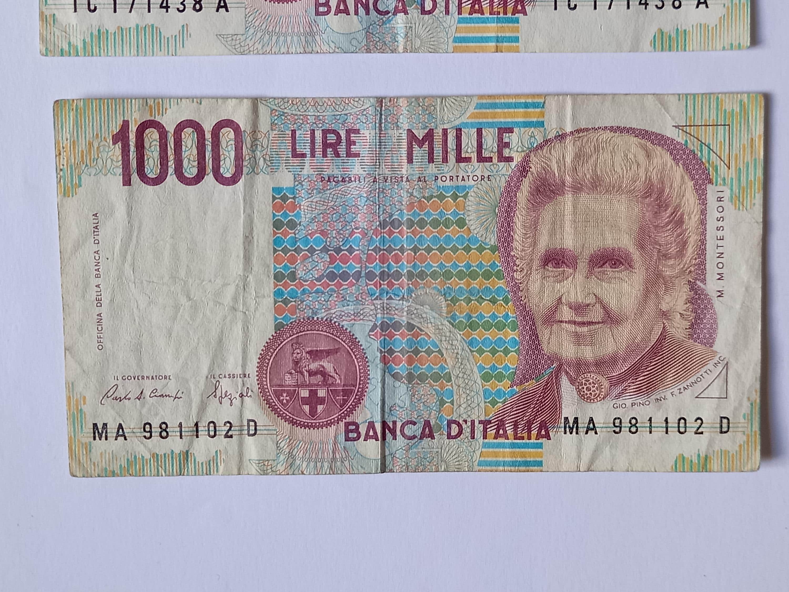 3 ヴィンテージ 1000 リラ紙幣 - イタリア銀行 - 1990 - Etsy 日本