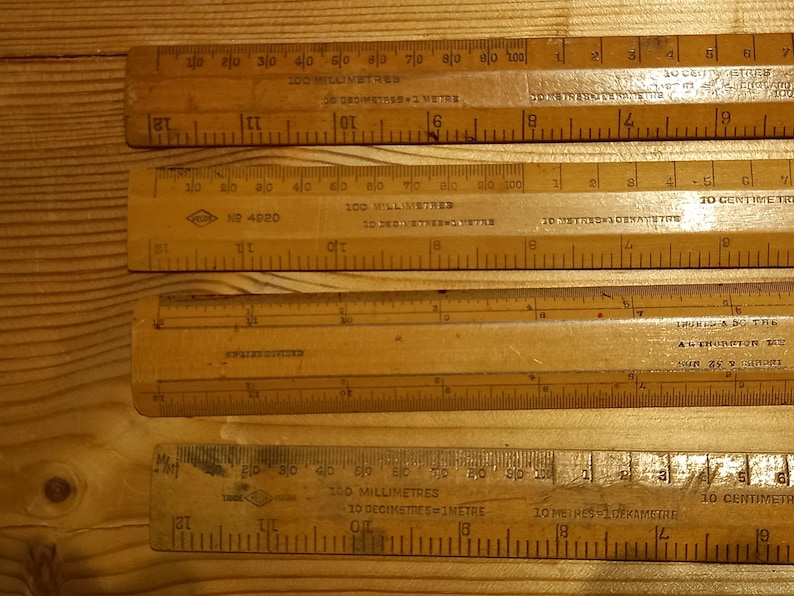 Set of 5 Vintage Wooden Rulers: Collection for Work or Display - Etsy