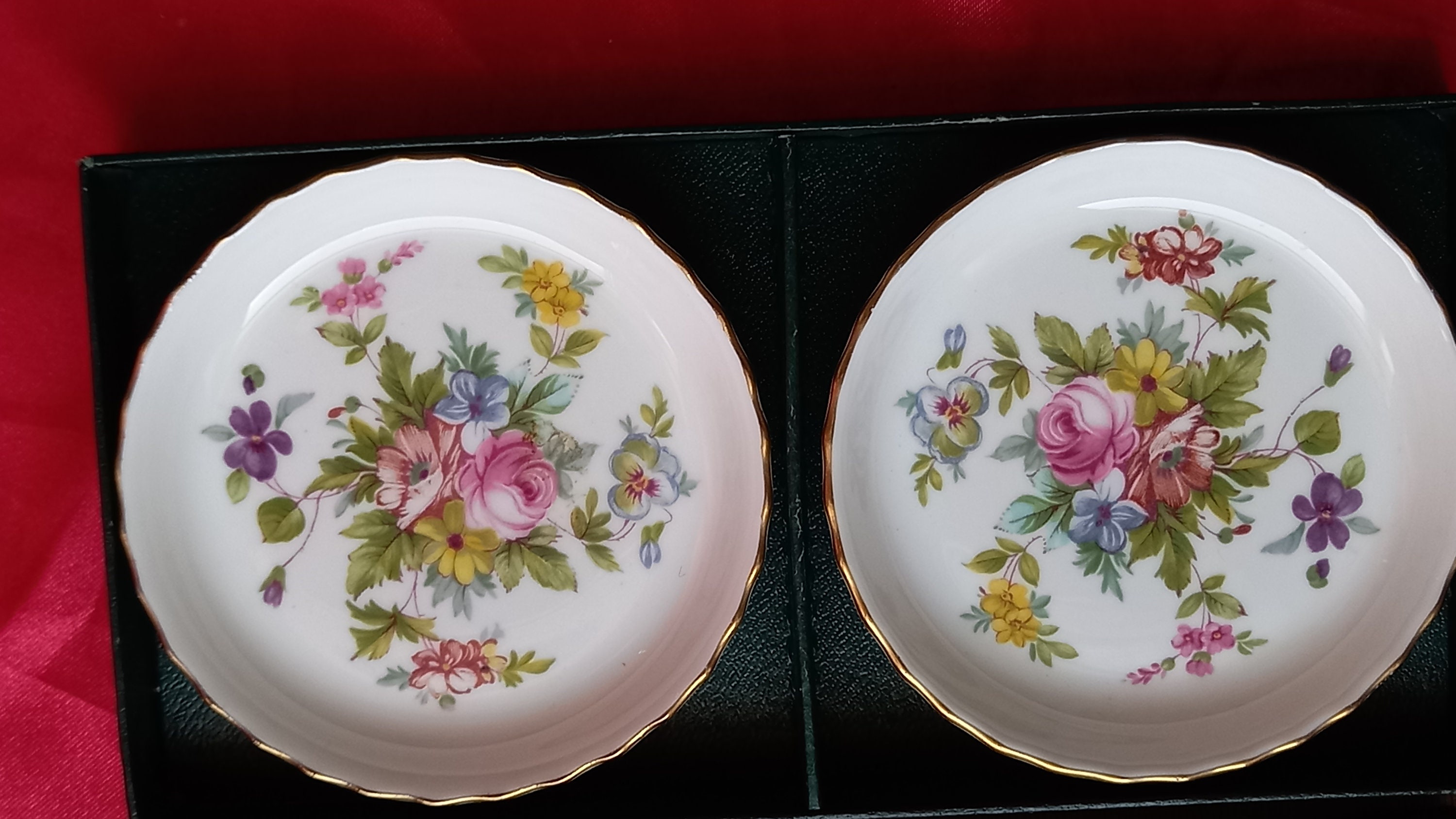 ヴィンテージ ミントン マーロウ ピン皿 - 花柄陶器、箱入りペア