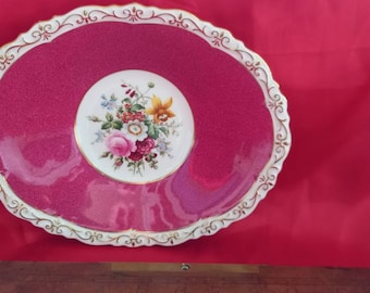 Vintage Coalport fruit bowl vintage and gilded fruit bowl. Vintage Coalport at its best. Deep pink and gold colours with yellow and pink
