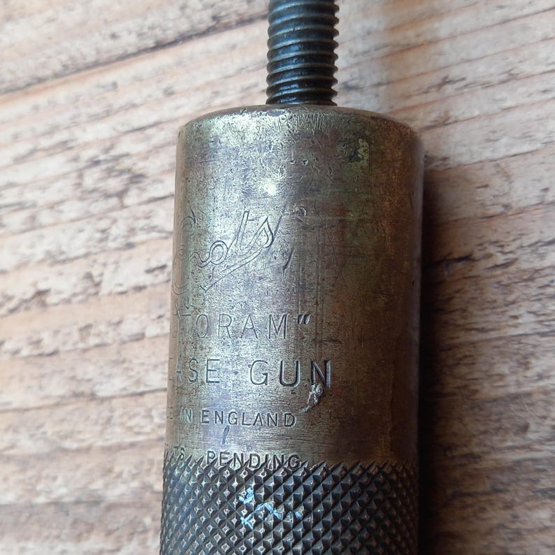 Antique ENOTS Autoram Grease Gun, 1928 Enots Autoram Grease Gun Brass ...