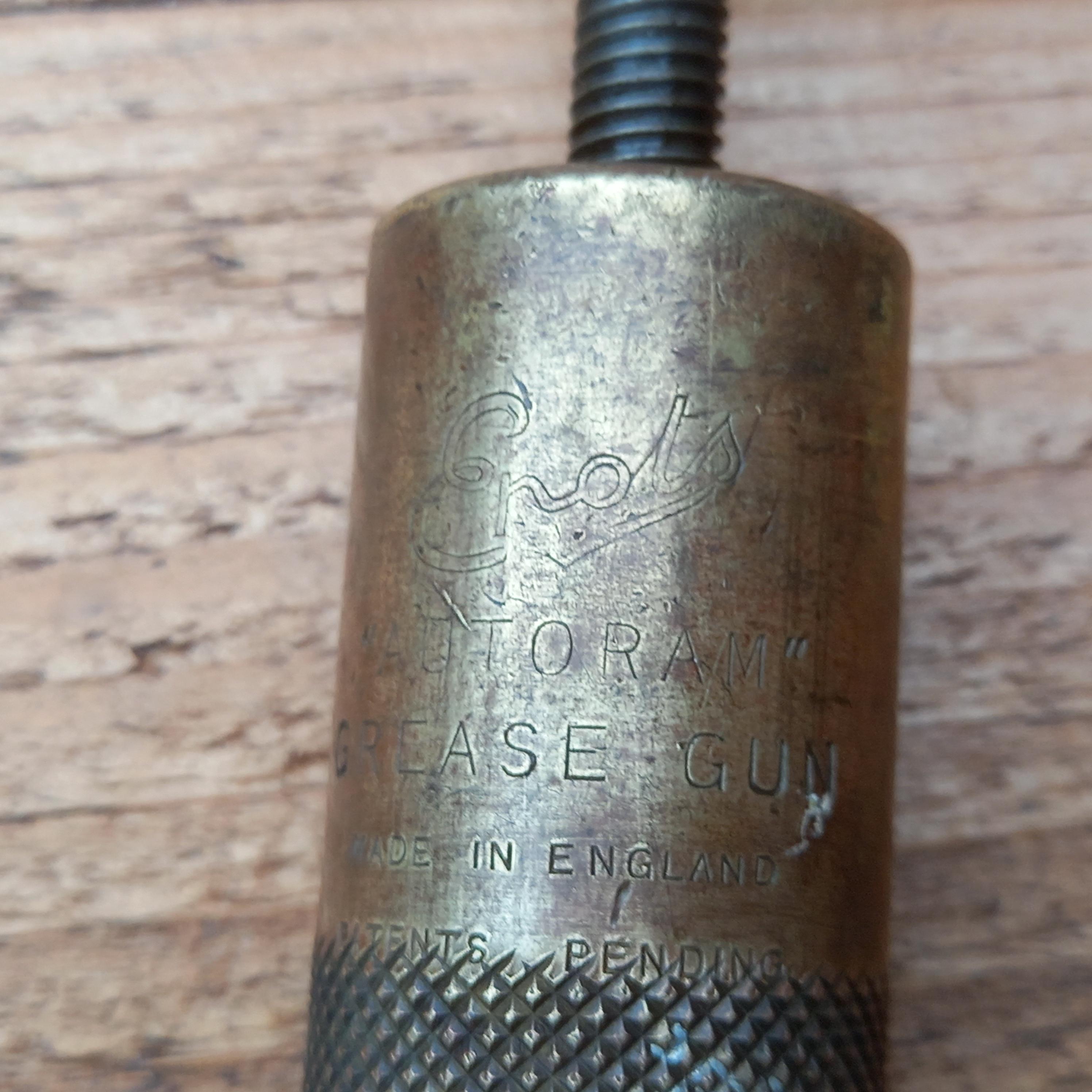 Antique ENOTS Autoram Grease Gun, 1928 Enots Autoram Grease Gun Brass ...