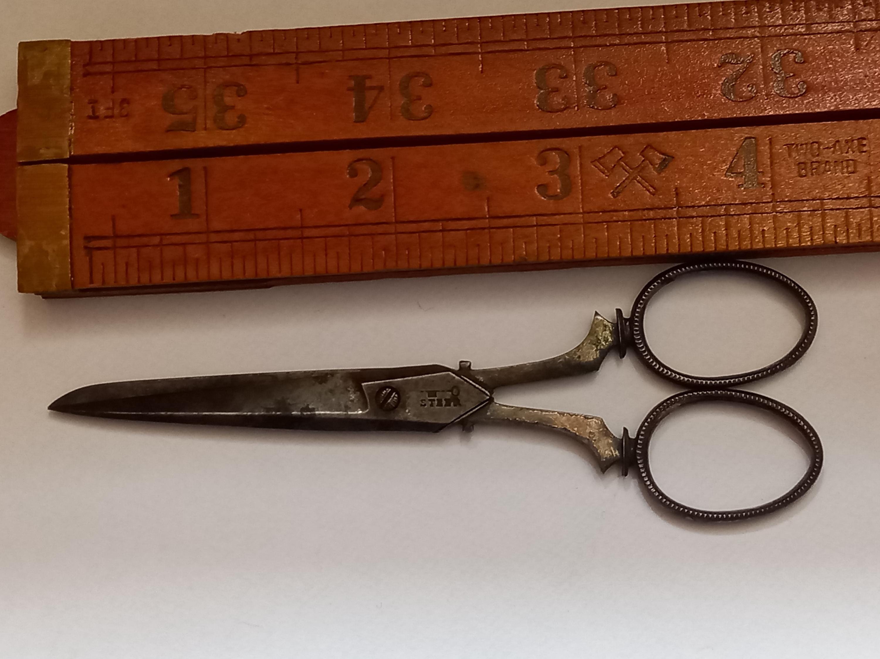 Antique Rare Pair of Scissors Made by Steer With His Trade