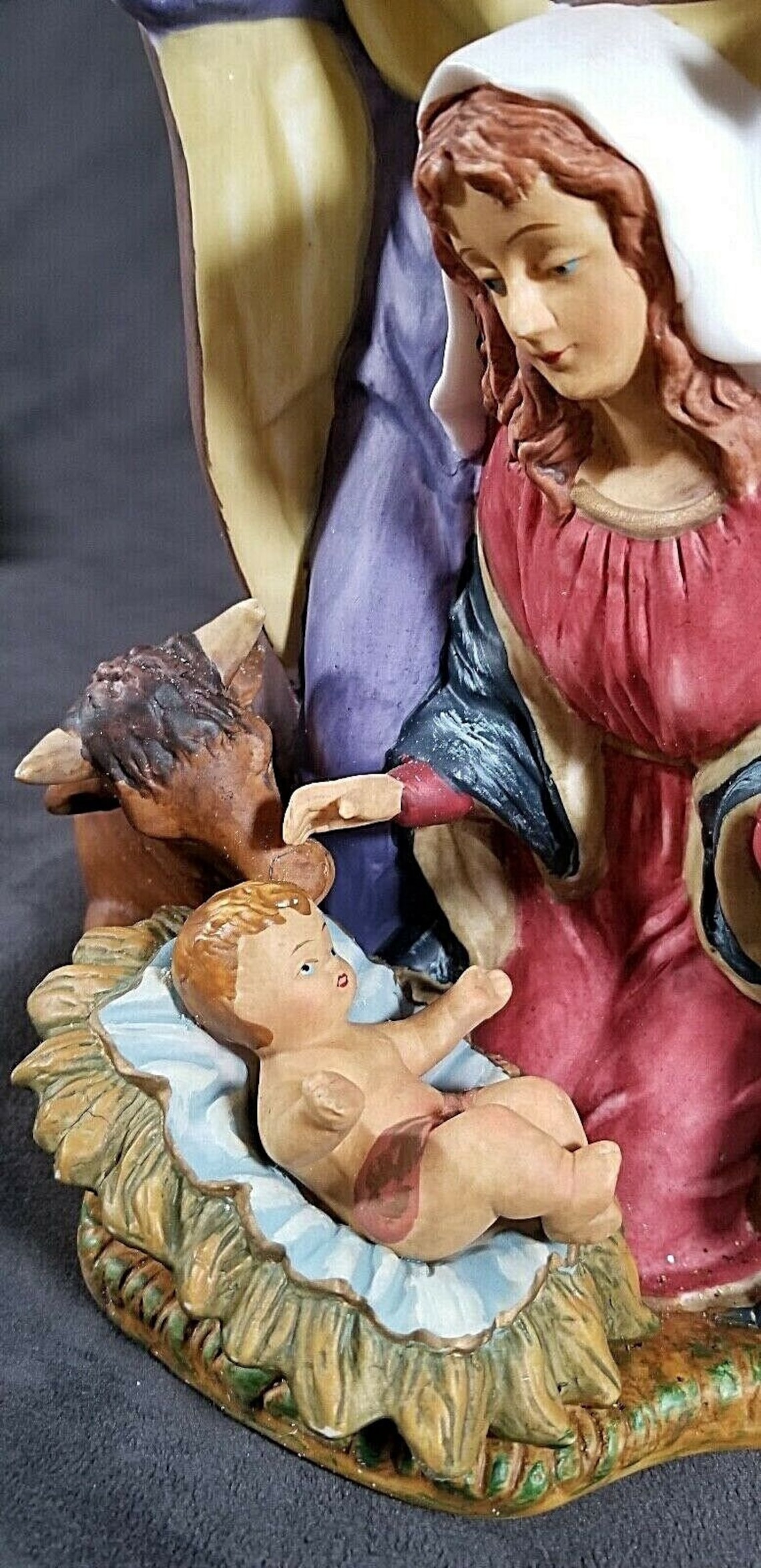 Nativity Porcelain Figurine Joseph Mary baby Jesus 11' Etsy