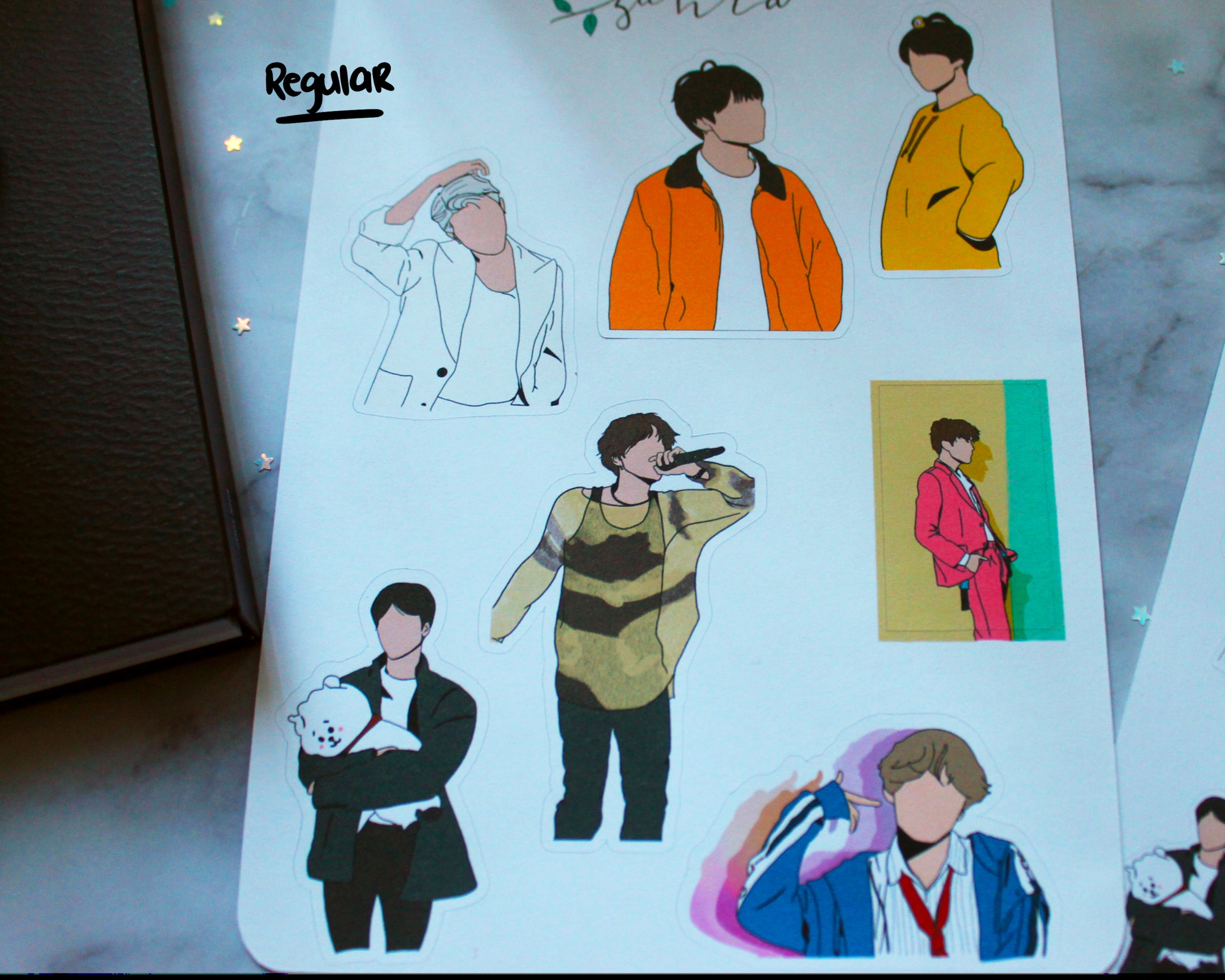 BTS Sticker Sheet 7 Hand-drawn Stickers | Etsy