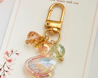 Mini Purse Charm Keychain, Cute Bag Charm, Zipper Charm, Swan Charm, Aesthetic Gift for Her, Small Keychain