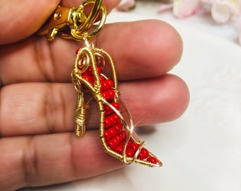 High Heeled Sandals Keychain, Handmade, Craft Keychain, Women Keychain