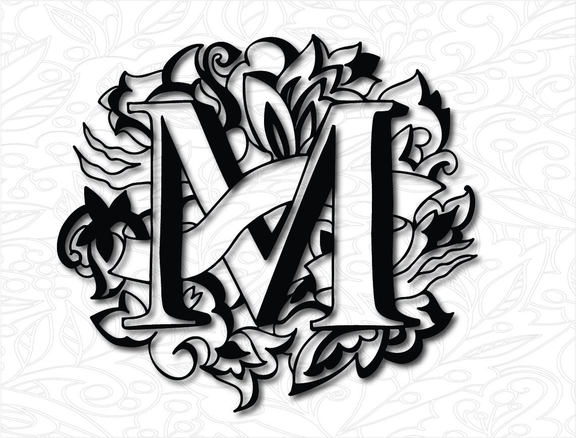 Download M Initial Fancy Letter Alphabet Svg, Split Letter Dxf ...