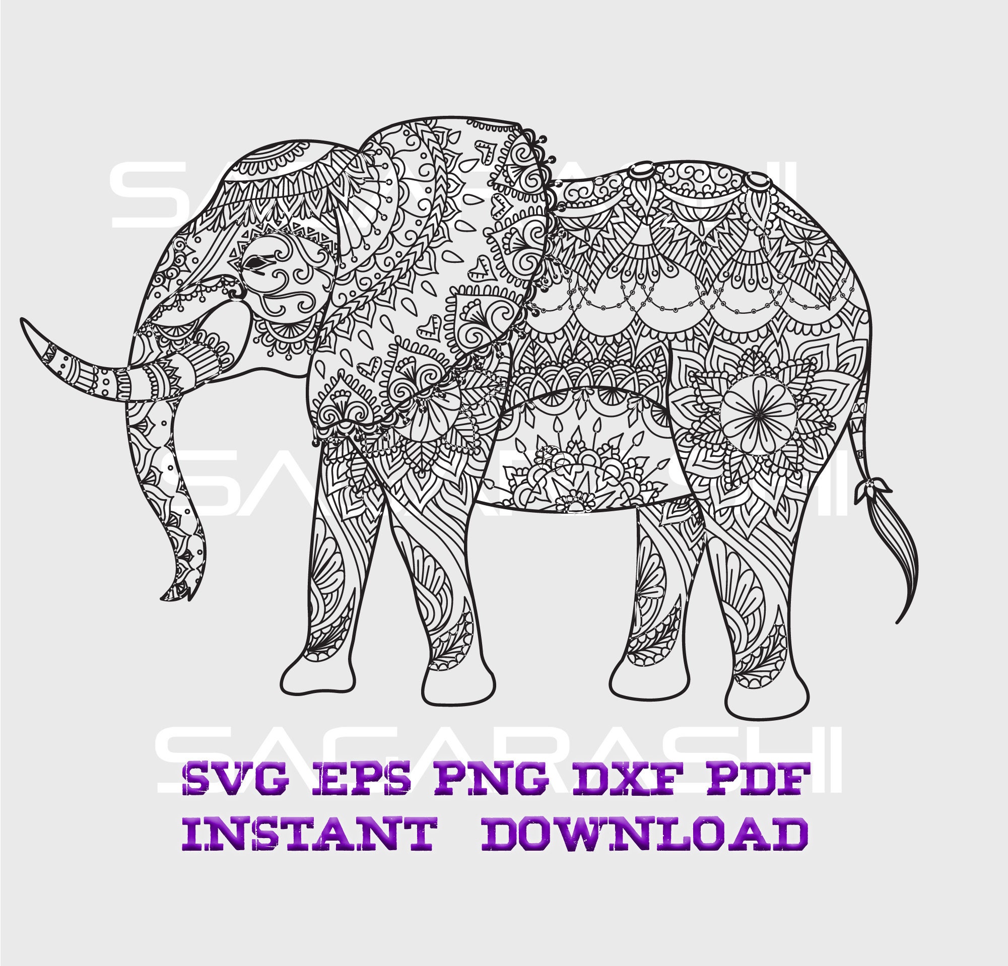 Zentangle elephant svg files, Zentangle svg, elephant ...