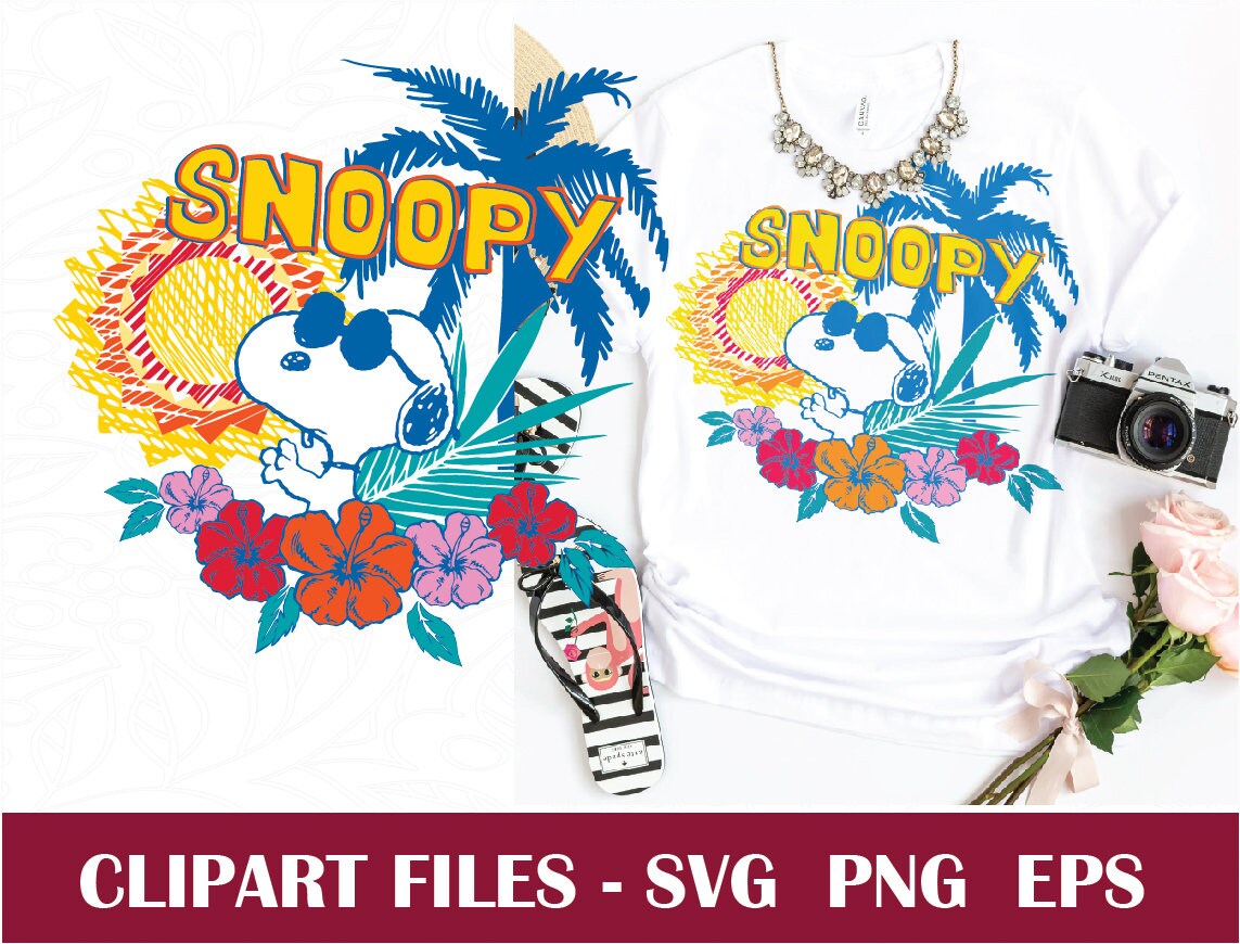Download Snoopy Svg Snoopy Png Clip Art Summer Snoopy Png Tropical Etsy