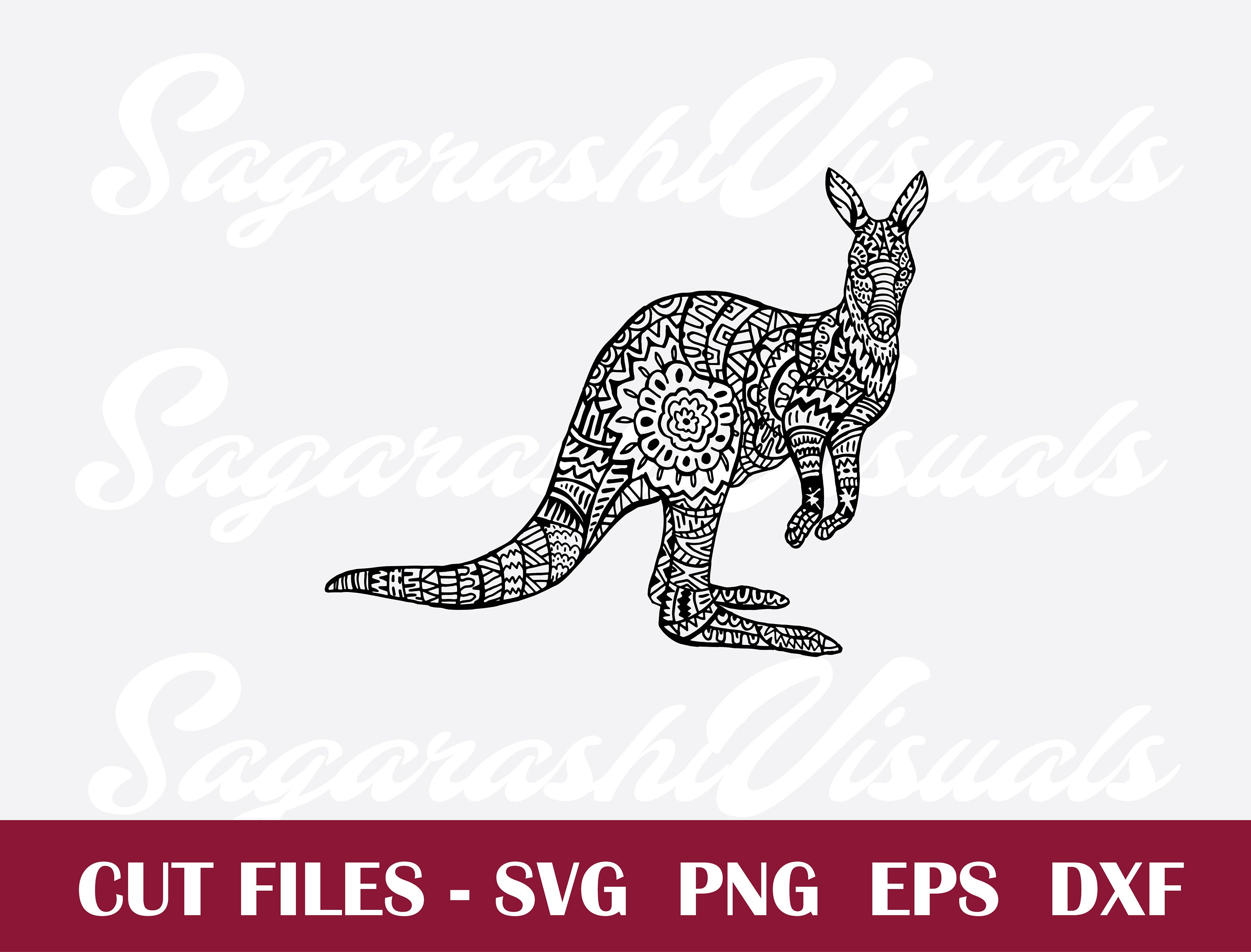 Jumping kangaroo Svg   zentangle kangaroo svg  zentangle svg  mandala svg   Svg Files for Cricut  Silhouette files