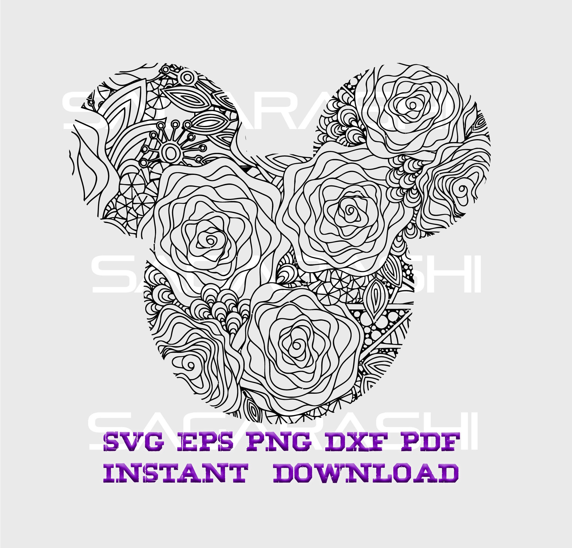Download Zentangle Mickey Svg Files Zentangle Svg Mickey Mouse Etsy