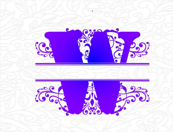 Download W Initial Split Letter Svg File Monogram Split Letter Svg Etsy
