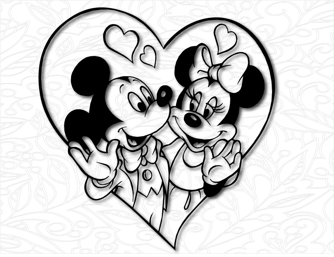 Download Mickey Svg Minnie Svg Heart Svg Mickey And Minnie Valentine Etsy