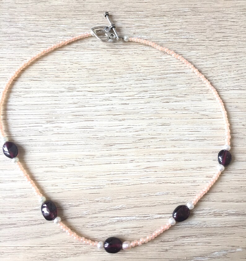 Kids Size Necklace Gift from Aunt Seed Bead Necklace Delicate Tea Party Necklace Peaches and Cream Colored