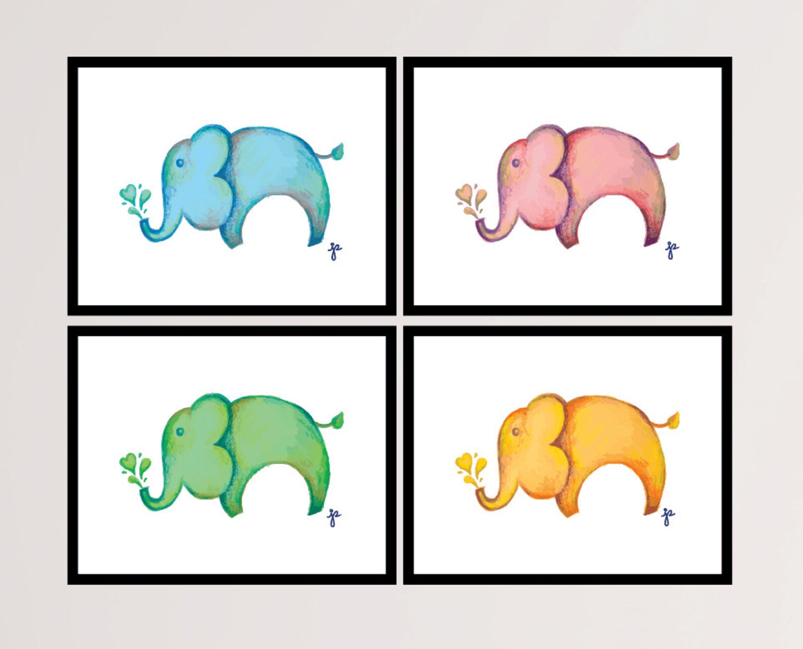 Pink Elephant INSTANT DOWNLOAD Printable Art Children's | Etsy