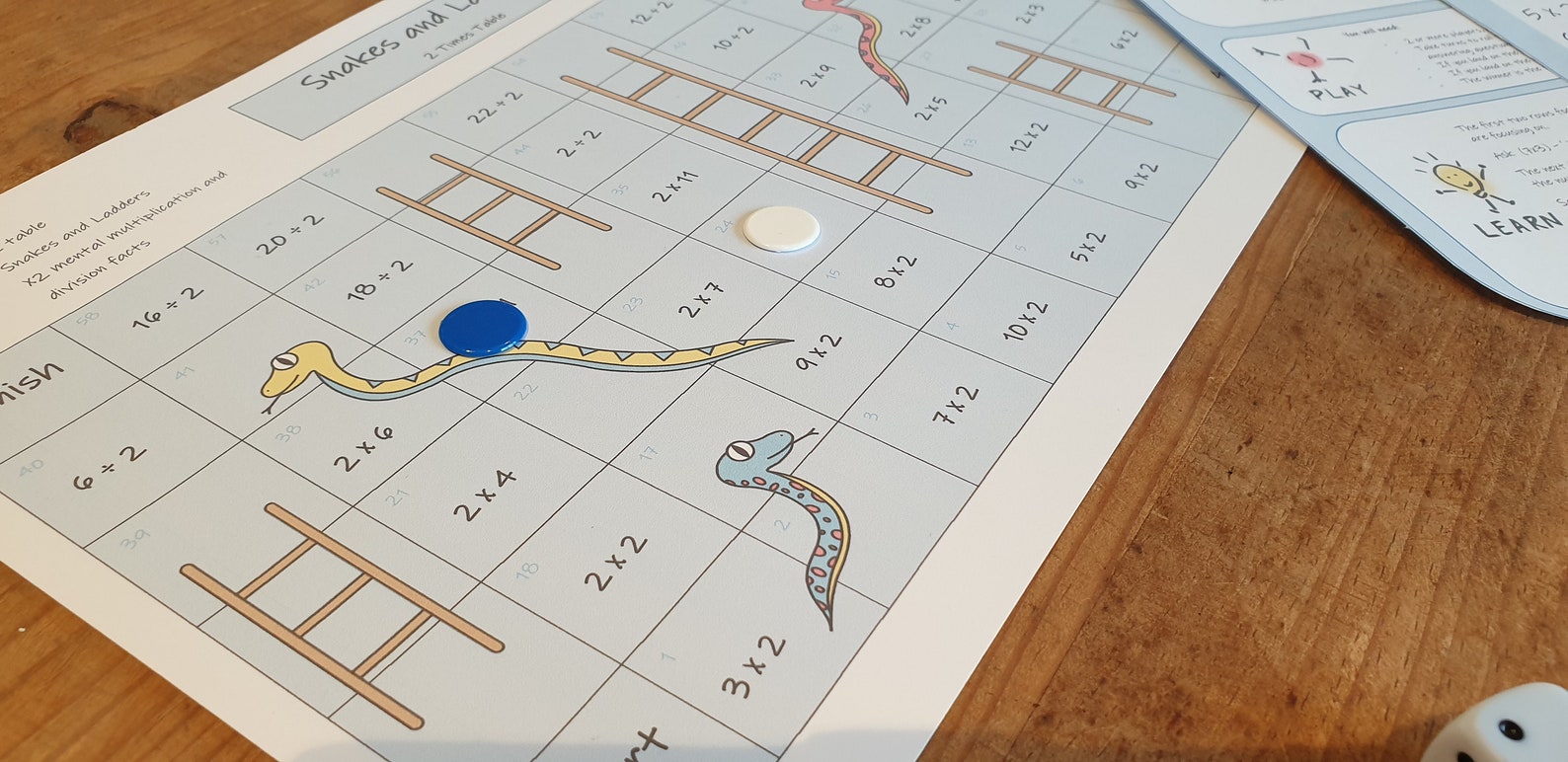 KS1 Times Tables Maths Games Snakes and Ladders Education - Etsy