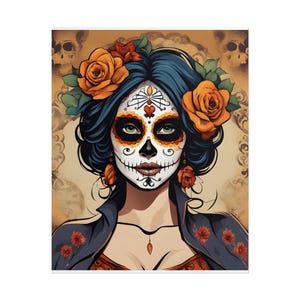 Day of the Dead Posters, Halloween Decor, Dia de los Muertos Art, Colorful Wall Decoration, Unframed Art Prints