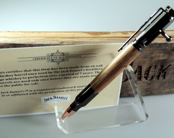 Whiskey Barrel Bolt Action Bullet Pen, Personalized Gift for Dad, Bourbon Whiskey Gift for Him, Jack Daniels Whiskey Barrel Pen