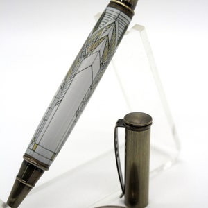 Sheaves 0f Wheat Ballpoint Pen Stained Glass Frank Lloyd Wright Inspired from Darwin D. Martin House Handmade - Great Mother&#39;s Day Gift