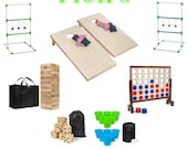 Pick Three Giant Lawn Game Party Bundle With Free Shipping, Tumble Blocks, Giant Connect 4 , Lawn Pong, Giant Dice, Ladder Golf