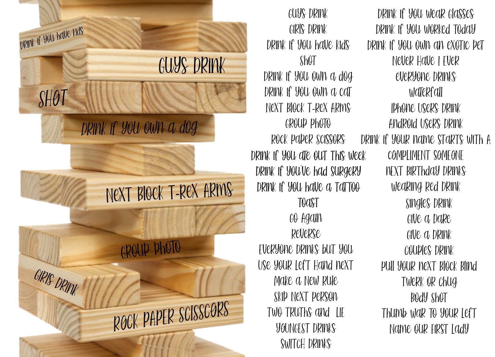 Drinking Game Tumble Blocks With Customizable Carrying Case - Etsy