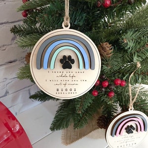 Pet Memorial Ornament || Rainbow Bridge || Rainbow Memorial || Paw Print || Memorial Ornament || Pet Memorial Gift || Paw Print Memorial