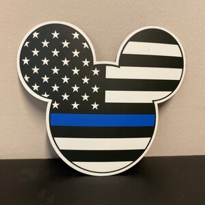 Mickey Thin Blue Line American Flag Patriotic 30 Mil Magnet