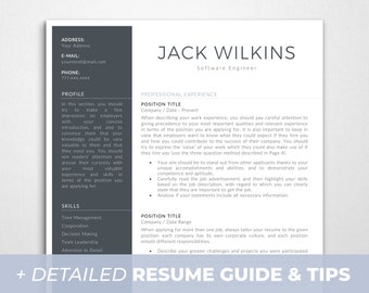 Modern Resume Template for Word, Executive CV Design (Instant Download)
