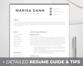 Modello di curriculum professionale per Word, design moderno del CV (download immediato)