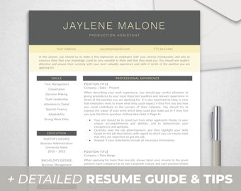 Creative Resume Template For Word | Instant Download | One, Two and Three Page Resume Template | CV Template | Resume Writing Guide