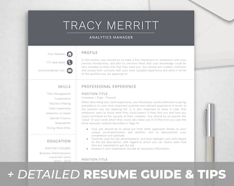 Modern Resume Template for Word, Creative CV Design (Instant Download)