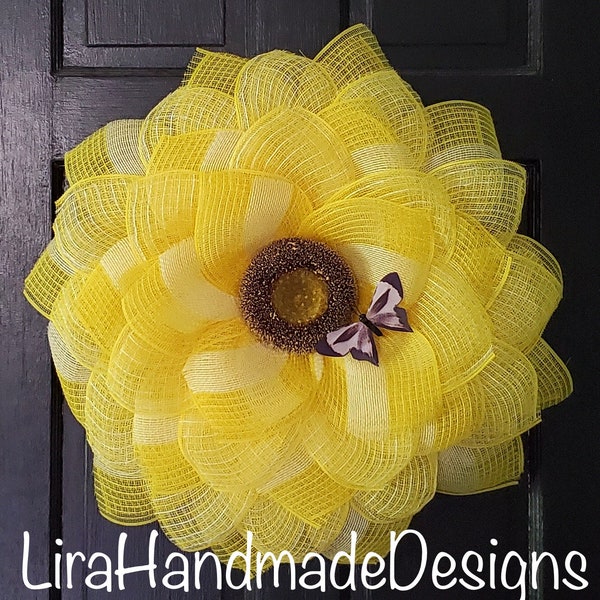 Sunflower Handcrafted Decomesh Wreath