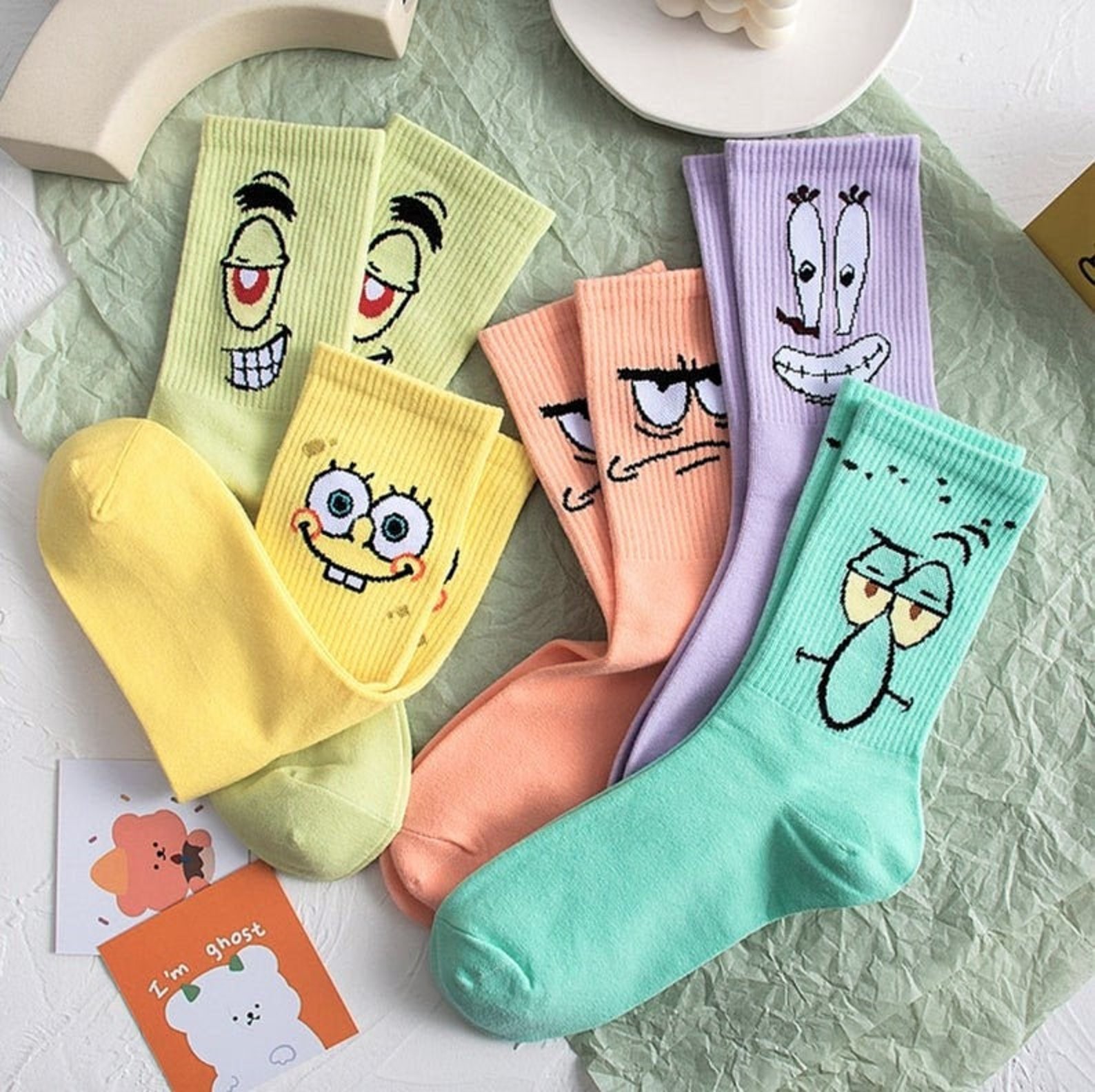 Sponge Bob Series Crew Socks Fun Crew Socks Back to School | Etsy