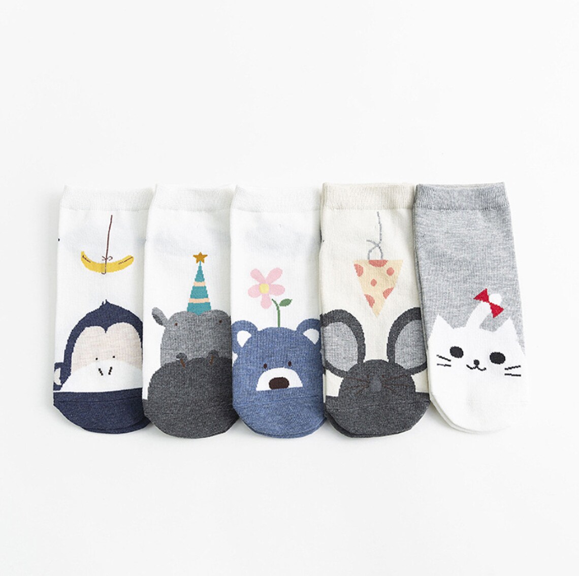 5 pairs Cute Cartoon Animal Socks light weight ankle socks | Etsy