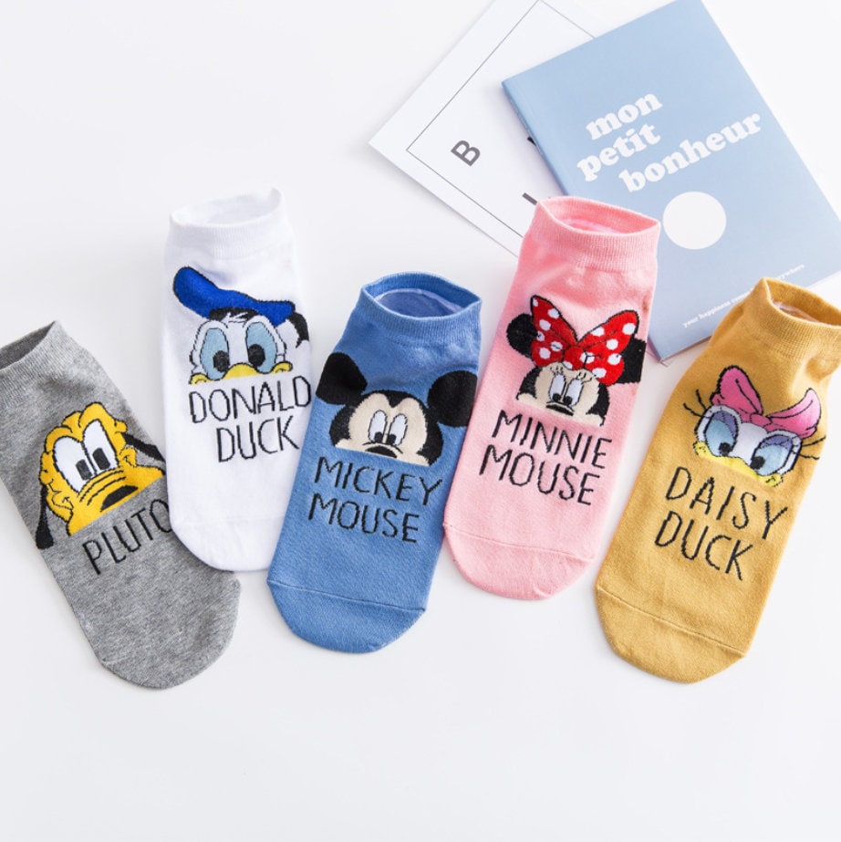 5 Pairs Disney Character Novelty Socks light weight ankle Etsy