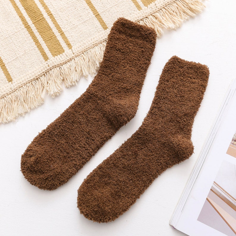 Unisex Plain Color Fuzzy Socks Bed Socks Warm & Soft Cute Etsy