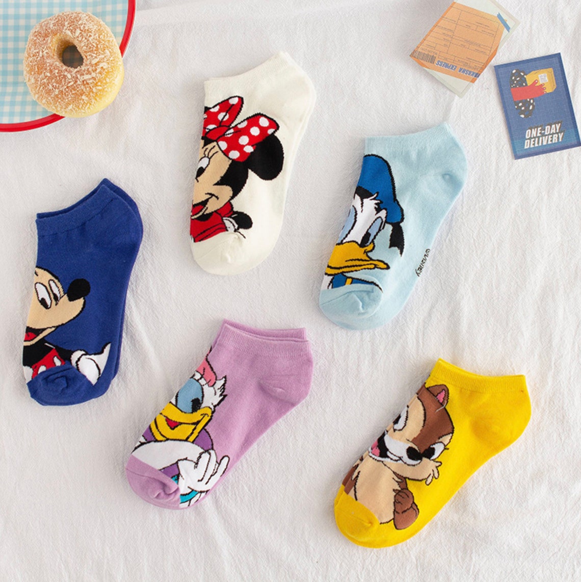 5 Pairs Disney Character Novelty Socks light weight ankle | Etsy