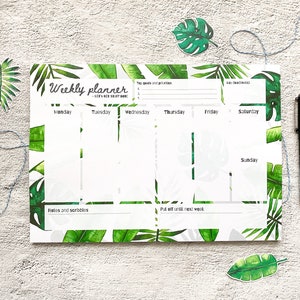 Leafy A4 Weekly Desk Pad - Weekly Planner Notepad - Tear Off Weekly Organiser - Productivity Notepad - Revision Planner - Weekly To-Do List
