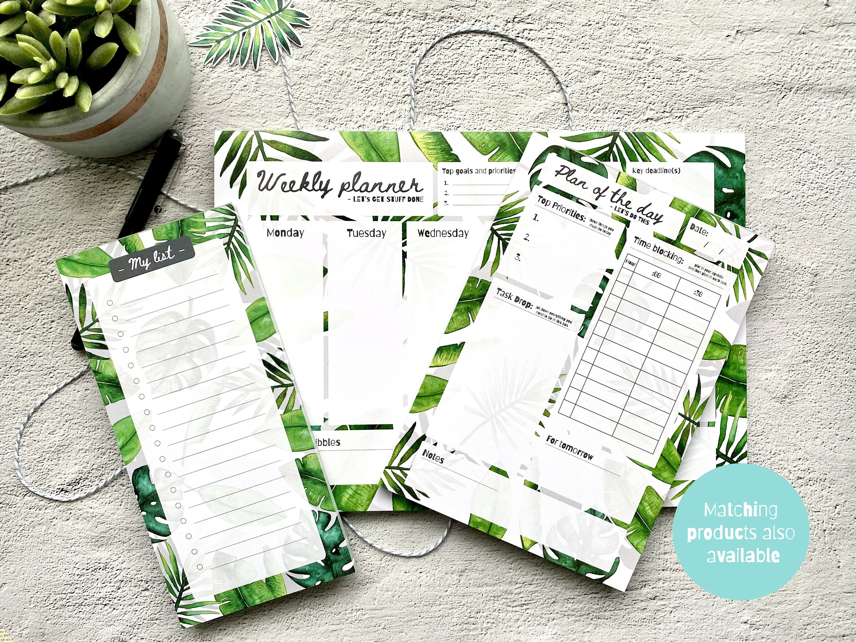 Leafy A4 Weekly Desk Pad - Weekly Planner Notepad - Tear off Weekly ...