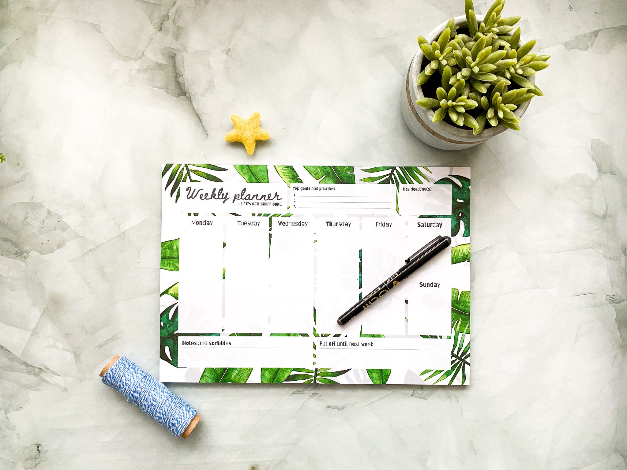 Leafy A4 Weekly Desk Pad - Weekly Planner Notepad - Tear off Weekly ...
